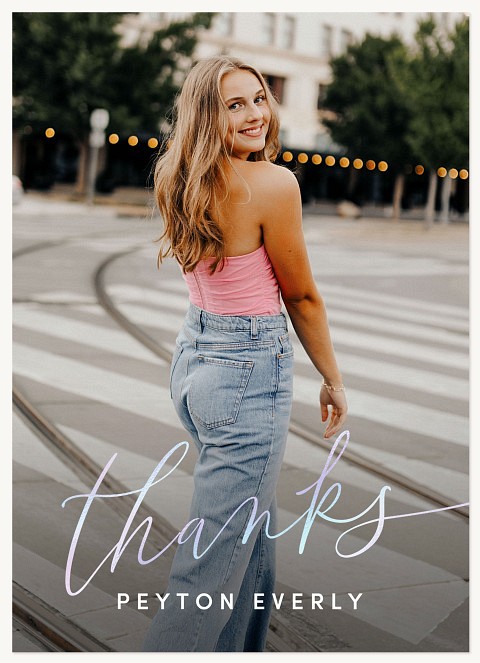 Holographic Script Thank You Cards 