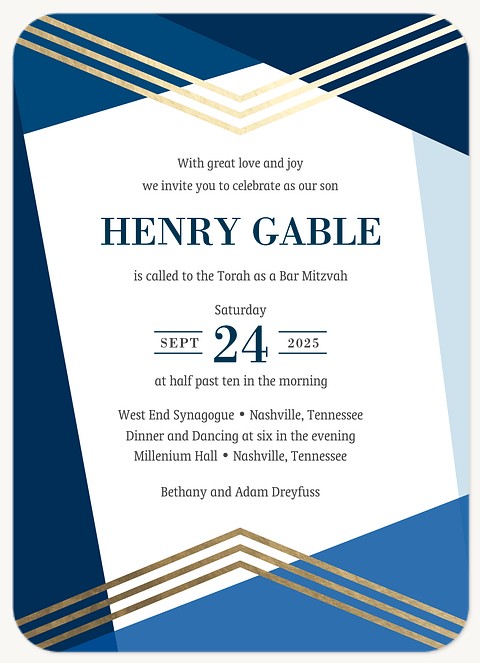 Dapper Angles Bar Mitzvah Invitations