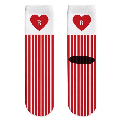 Initial Heart Stripes Socks