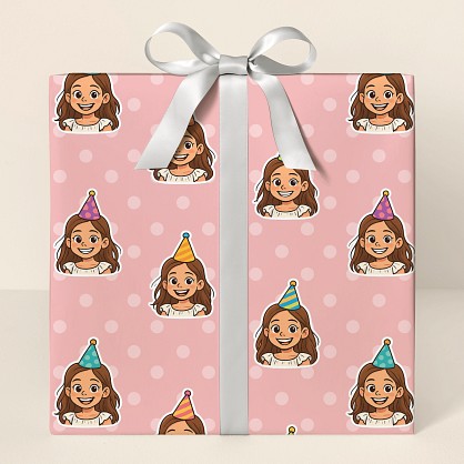 Cartoon of You Party Hat Wrapping Paper