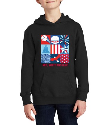 America250™ Patriotic Squares Port + Company Youth Hoodie Sweatshirt