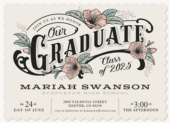 Vintage Blooms Graduation Invitations