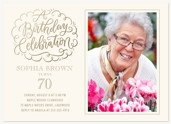 Delightful Flourish Adult Birthday Party Invitations