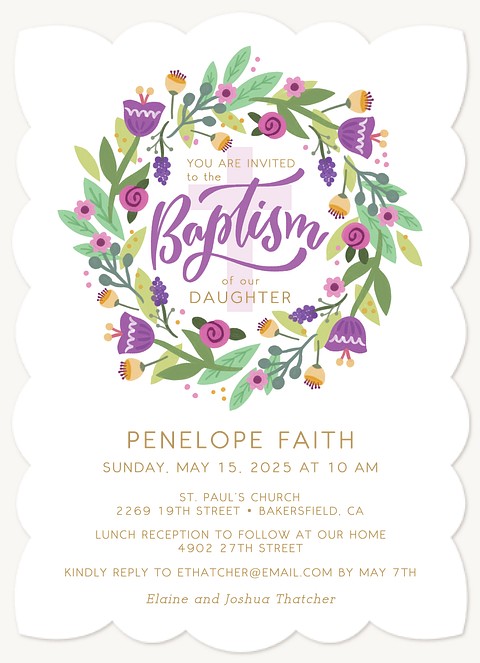 Bloomed Wreath Baptisms & Christening Invitations