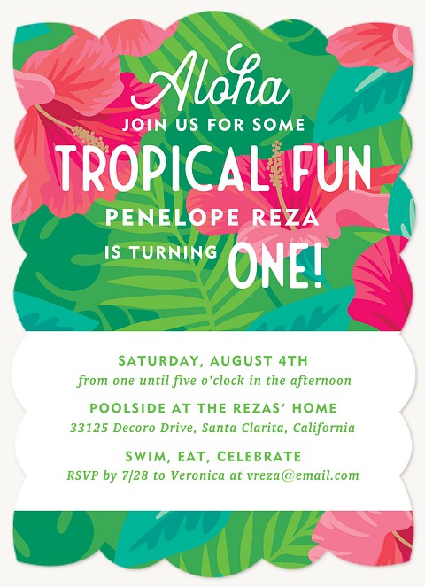 Tropical Fun First Birthday Invitations