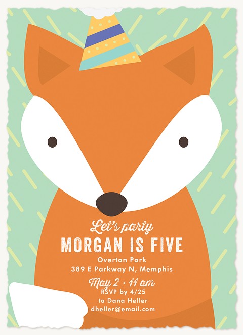 Woodsy Fox Kids Birthday Invitations