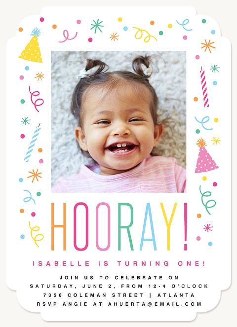 Confetti Parade First Birthday Invitations