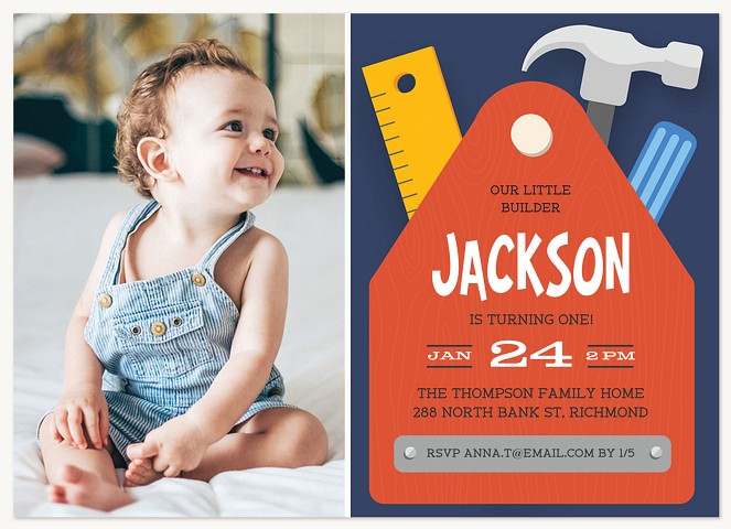 Tool Time First Birthday Invitations