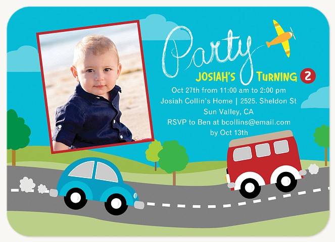 Sky Writing Boy Birthday Party Invitations