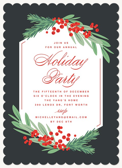 Berries & Boughs Holiday Party Invitations