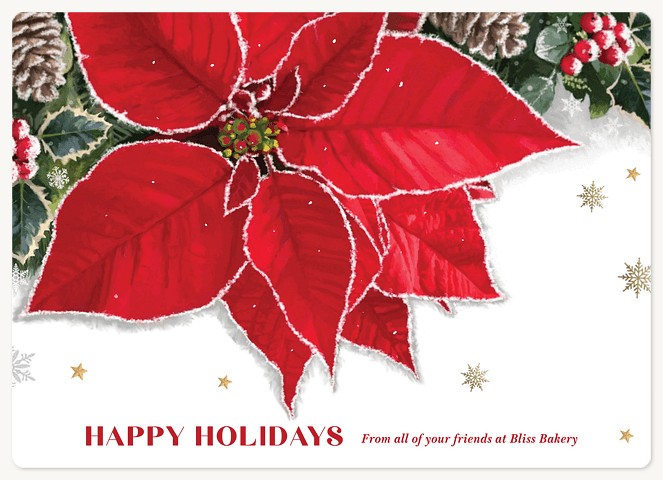 Frosted Poinsettia Business Holiday Cards