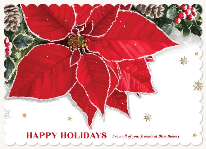 Frosted Poinsettia Business Holiday Cards