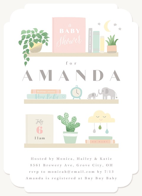 Nursery Shelves Baby Shower Invites