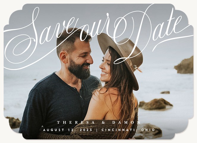 Romantic Calligraphy Save the Date Cards