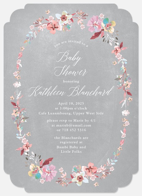 Posie Border Baby Shower Invitations