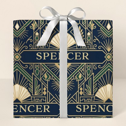 Personalized Art Deco Congratulations Wrapping Paper