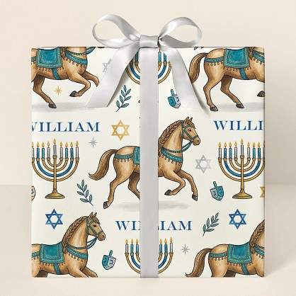 Personalized Hanukkah Horse Pattern Wrapping Paper