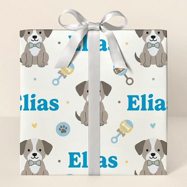 Personalized Puppy Baby Shower Wrapping Paper