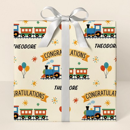 Personalized Congratulations Train Celebration Wrapping Paper