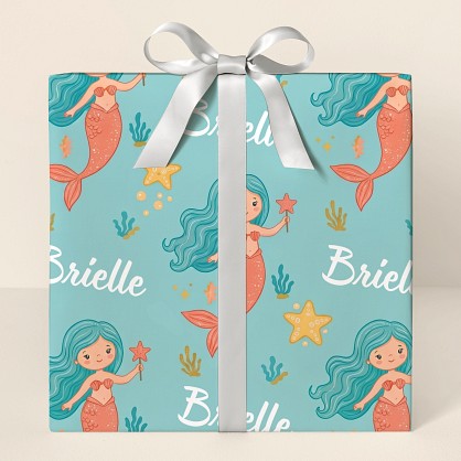Personalized Mermaid Birthday Wrapping Paper