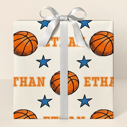 Personalized Basketball Stars Hand-Drawn Wrapping Paper