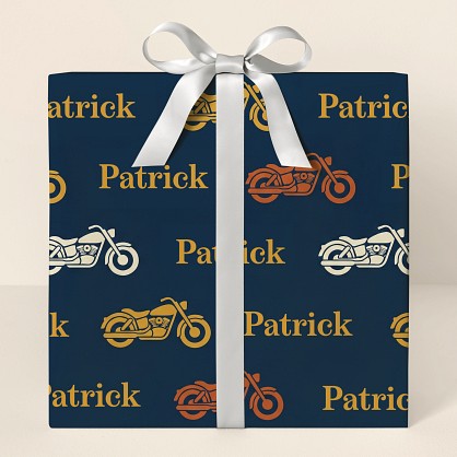 Personalized Motorcycle Pattern Wrapping Paper