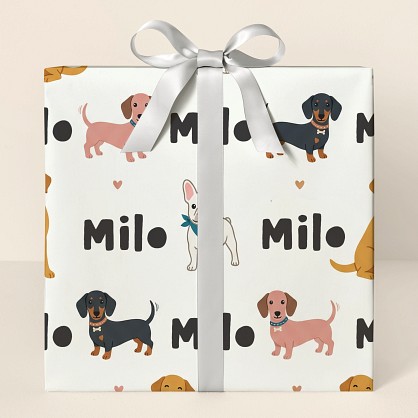 Personalized Dog Lover's Vector Art Wrapping Paper