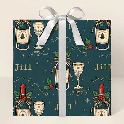 Personalized Vintage Wine Christmas Wrapping Paper