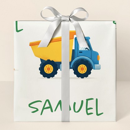 Personalized Construction Trucks Congratulations Wrapping Paper