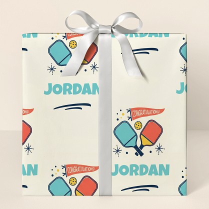 Retro Pickleball Congratulations Personalized Wrapping Paper