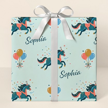 Personalized Horse Birthday Celebration Wrapping Paper