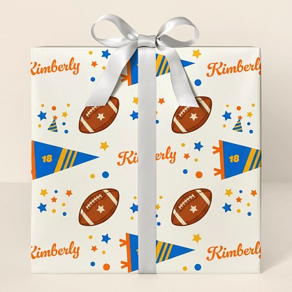 Personalized Football Birthday Confetti Wrapping Paper