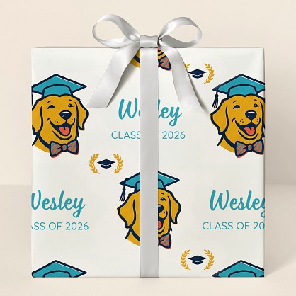 Personalized Graduation Dog Retro Wrapping Paper