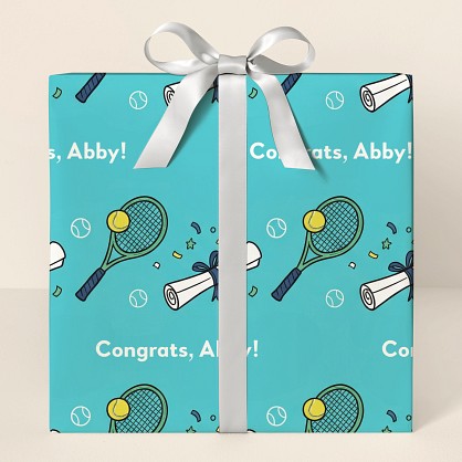 Personalized Tennis Graduation Celebration Wrapping Paper