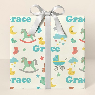 Personalized Retro Baby Shower Wrapping Paper