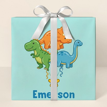 Personalized Dinosaur Birthday Balloons Wrapping Paper