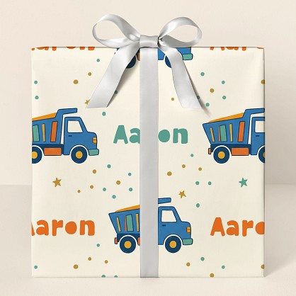 Personalized Construction Truck Congratulations Wrapping Paper