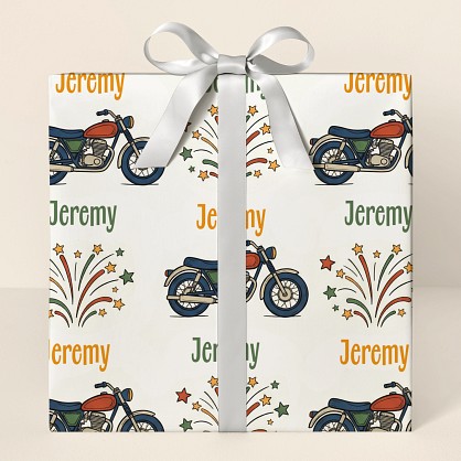 Personalized Motorcycle Celebration Congratulations Wrapping Paper