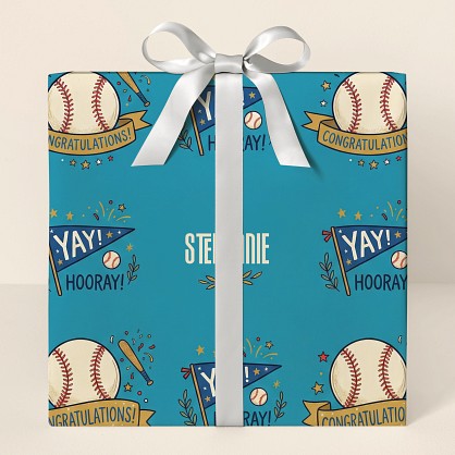 Baseball Congratulations Celebration Wrapping Paper