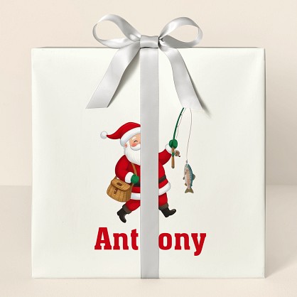 Fishing Santa Christmas Wrapping Paper