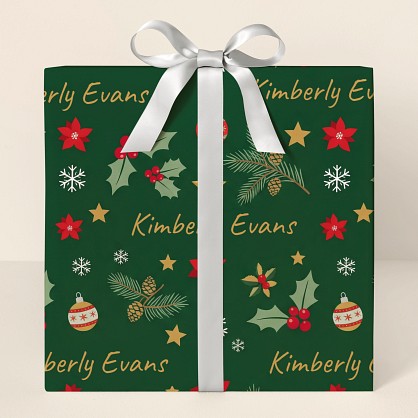Personalized Classic Christmas Motifs Wrapping Paper