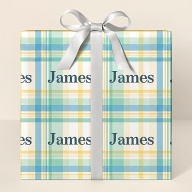 Personalized Baby Shower Plaid Wrapping Paper