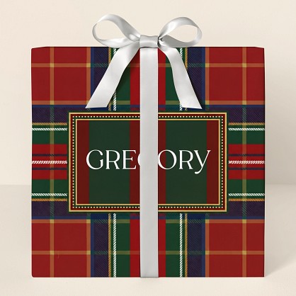 Personalized Christmas Plaid Wrapping Paper