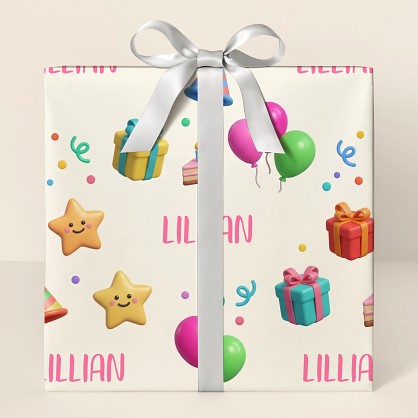 Personalized 3D Birthday Party Wrapping Paper