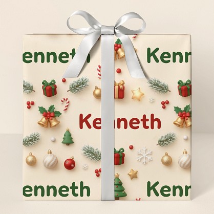 Personalized 3D Christmas Icons Wrapping Paper