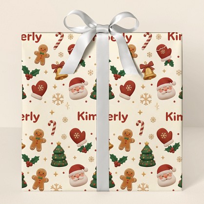 Personalized 3D Christmas Icons Wrapping Paper