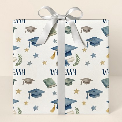 Personalized Watercolor Graduation Wrapping Paper