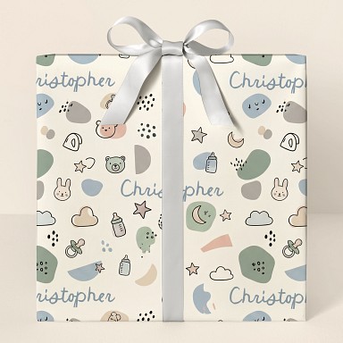 Personalized Baby Shower Modern Minimalist Wrapping Paper