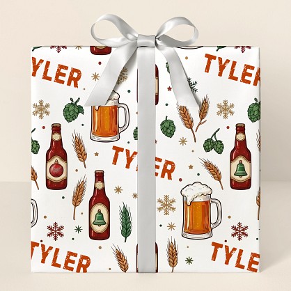 Personalized Beer Christmas Pattern Wrapping Paper