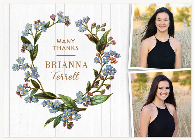 Floral Wreath Graduation Thank You Cards